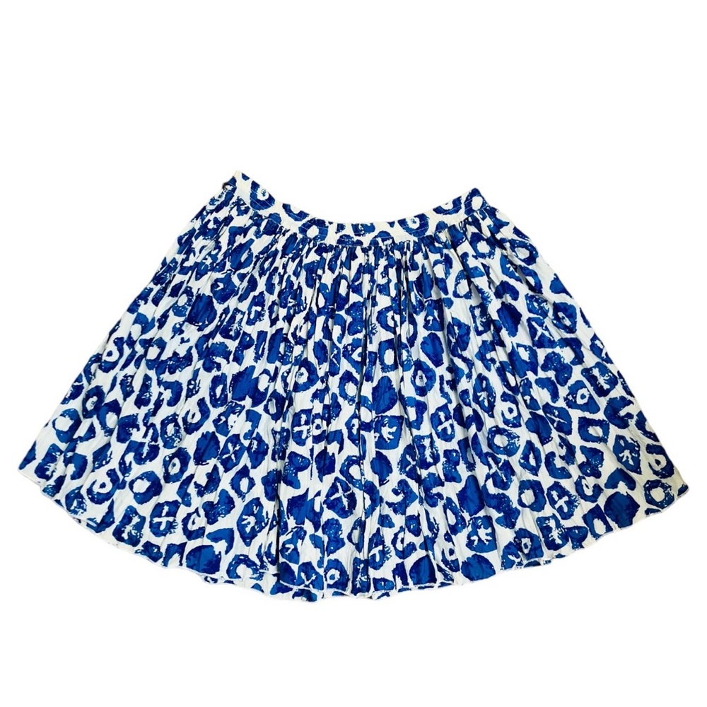 VINTAGE Carole Little Sport Blue and White Printed Silk Skirt Women’s Size 6